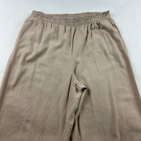 TALL New York & Co Soft Tan Linen Blend Wide Leg Lounge Pant LT - Picture 2 of 7